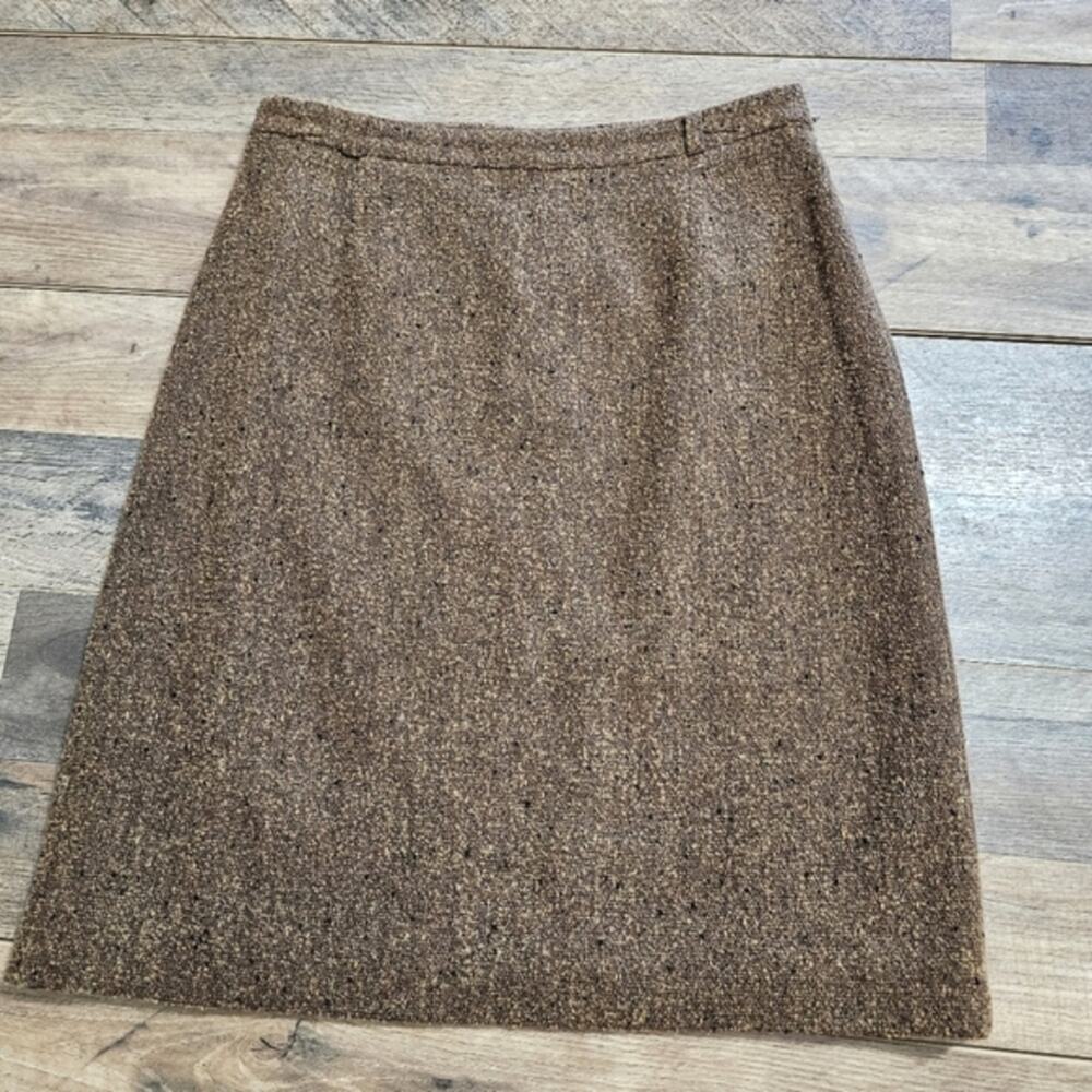 Votre Nom Wool Blend Tweed Brown Marled Pencil Skirt Size 42 Workwear Corpcore